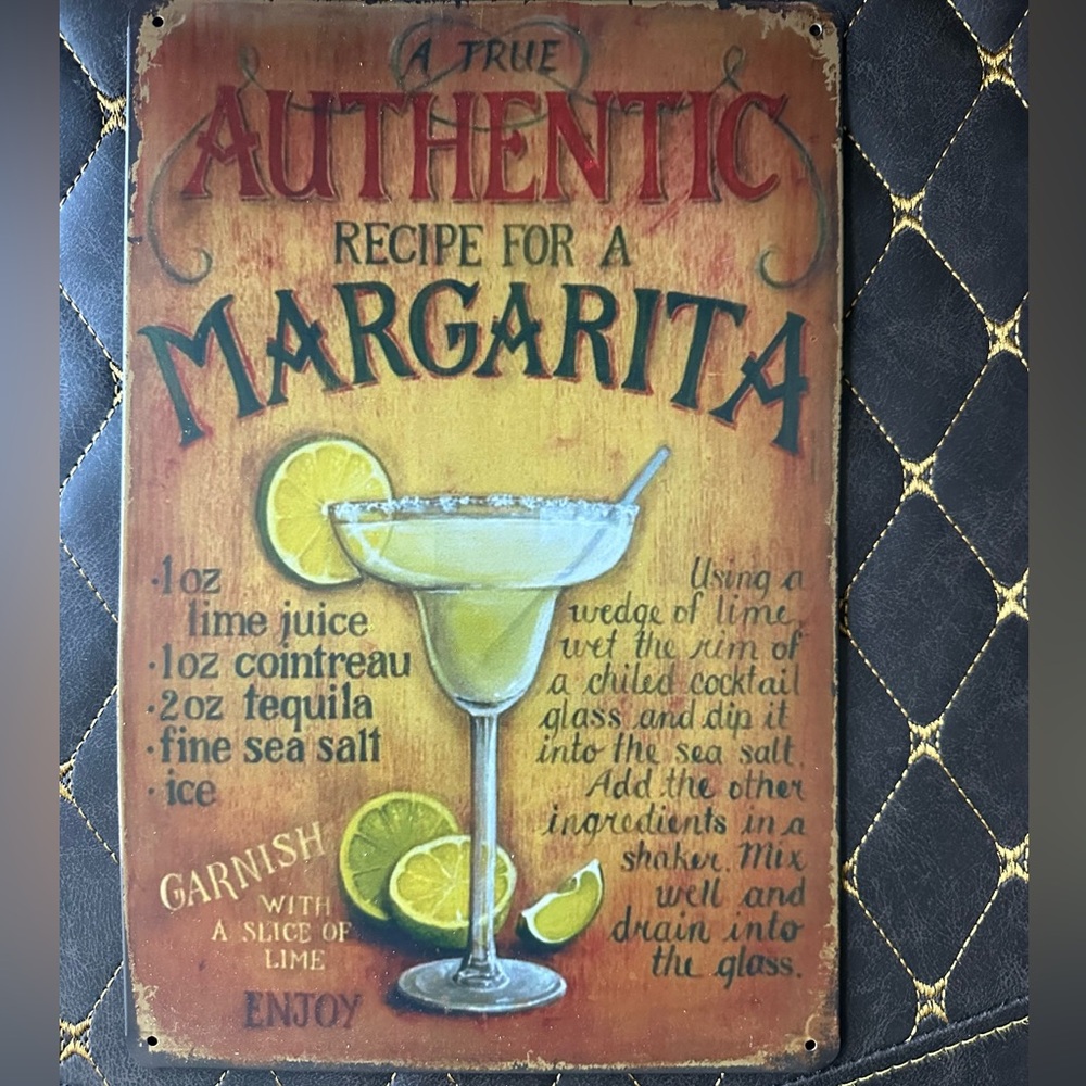 Margarita Recipe Metal Sign